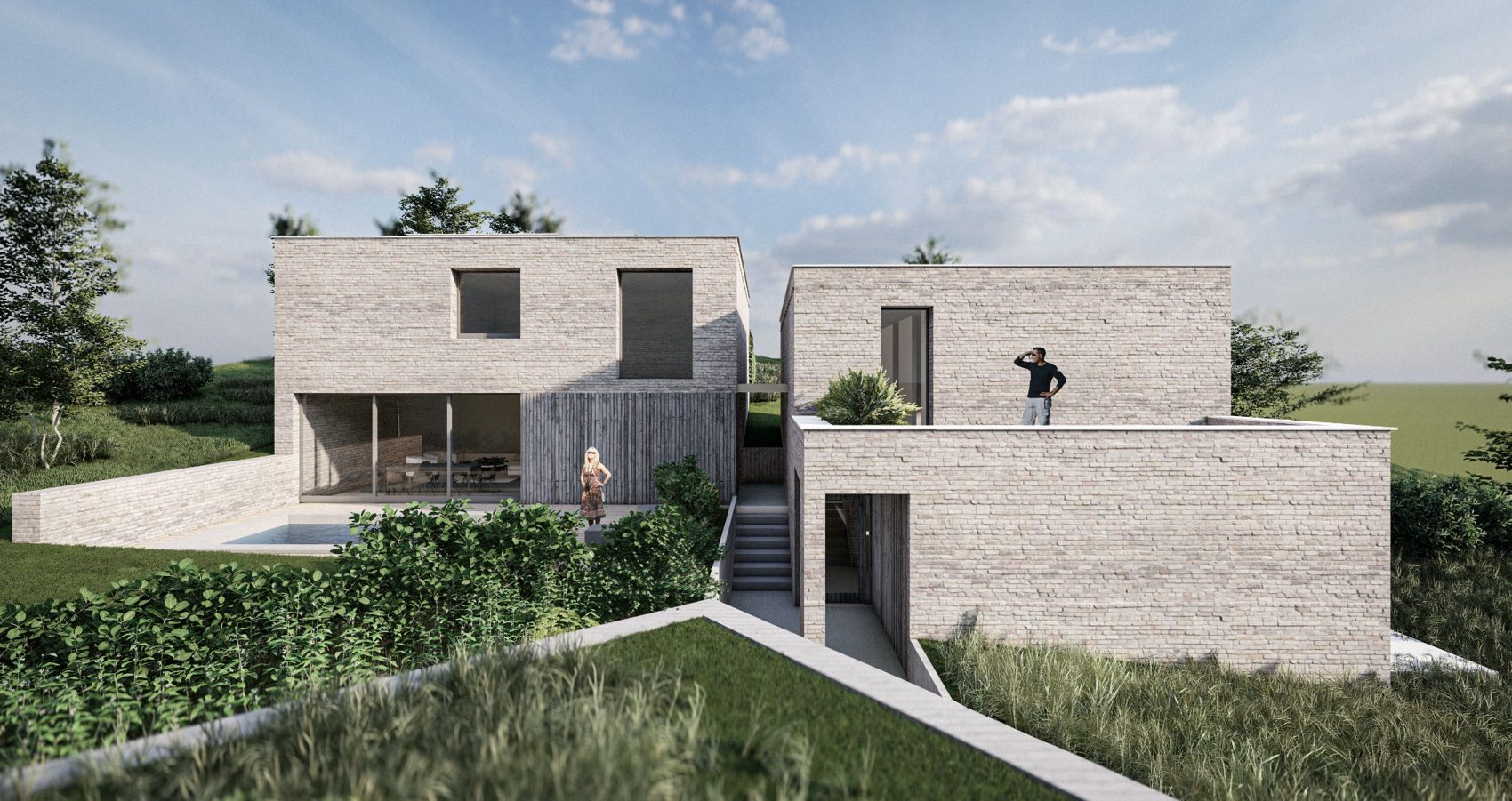 Early brick study · Garden perspective