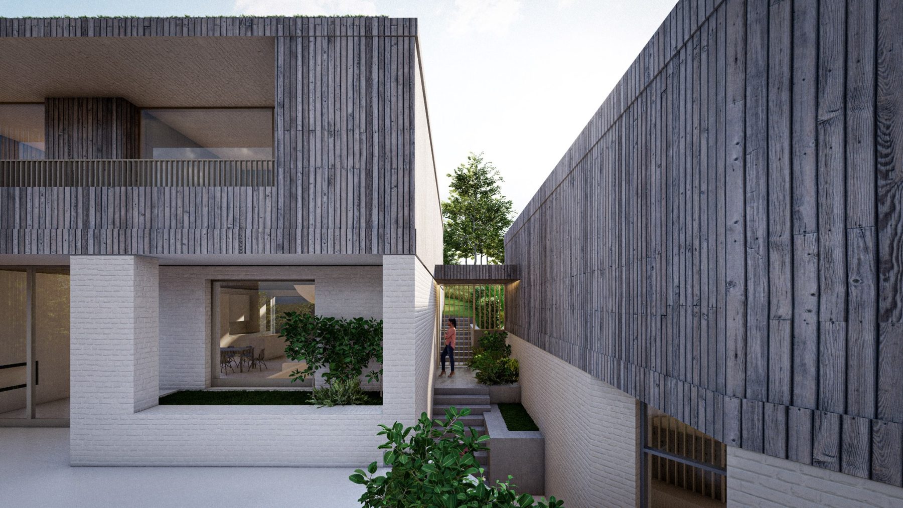 Solymár architectural courtyard rendering