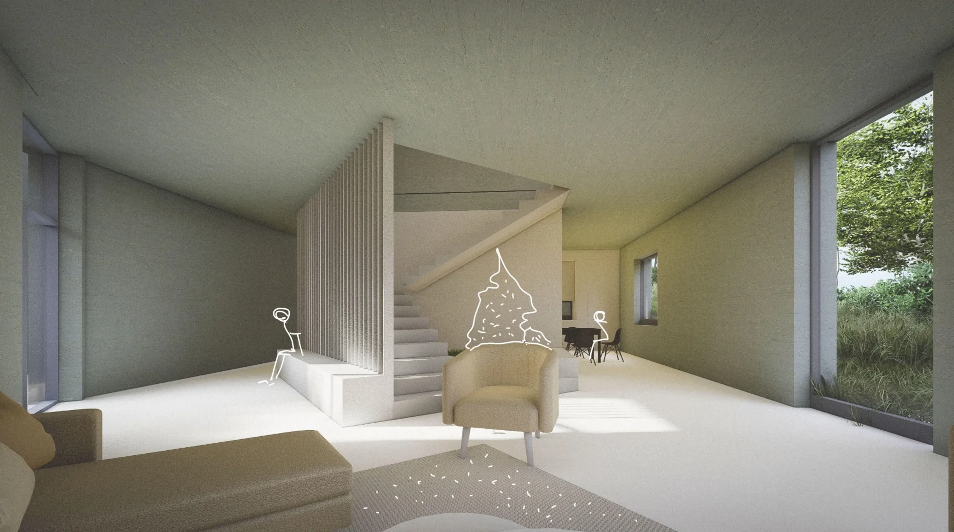 Staircase and living space · Concept view