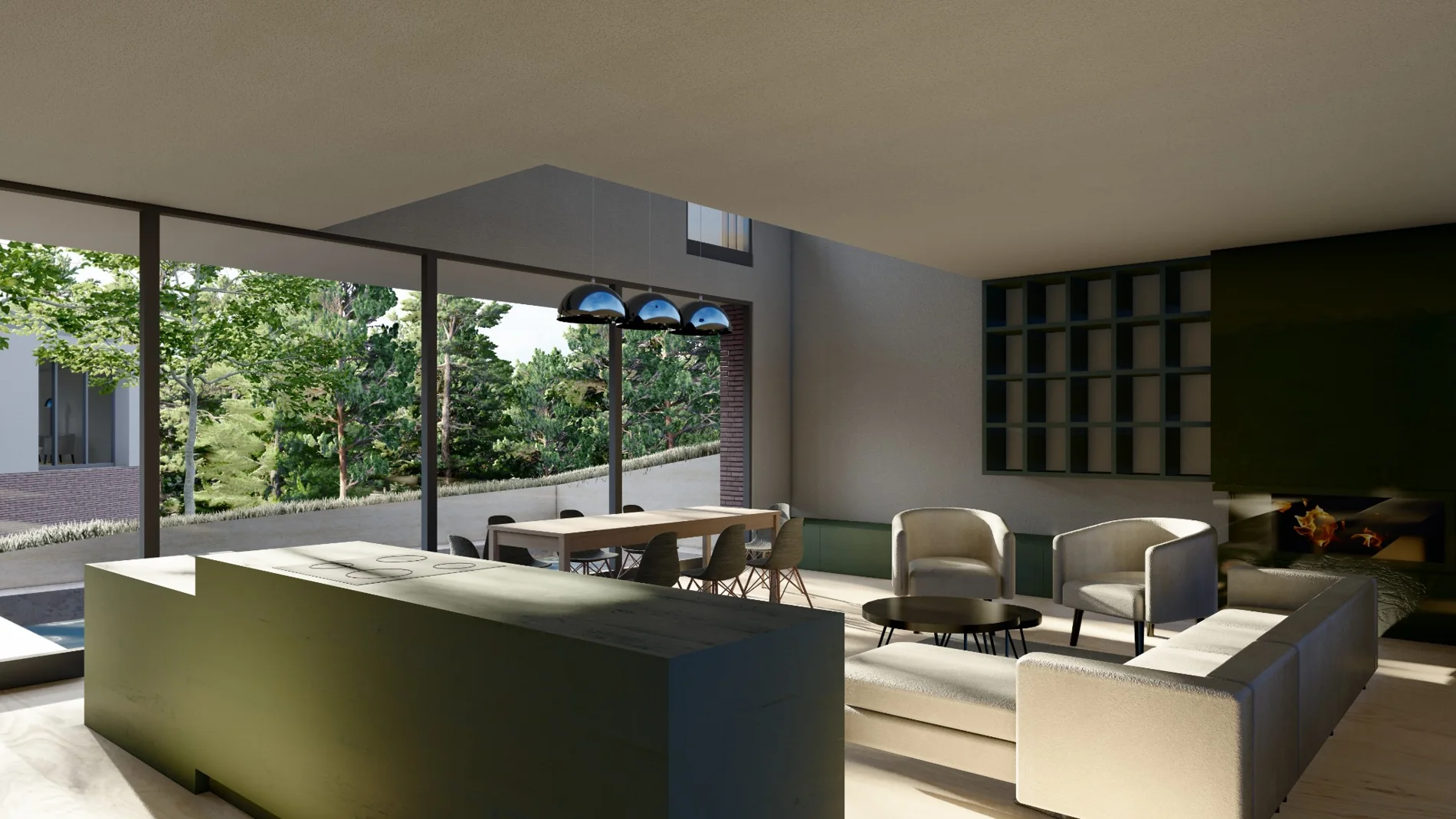 Dining and lounge perspective