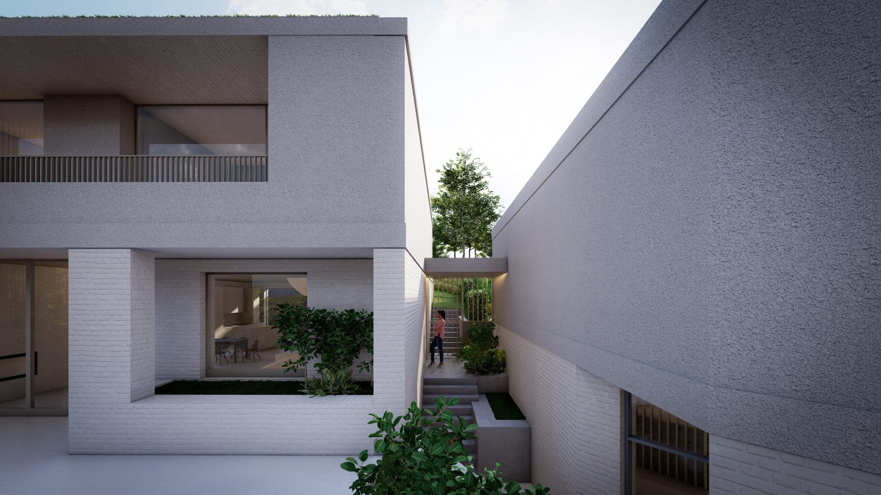 Rendered façade concept courtyard